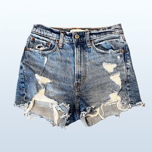 Abercrombie & Fitch Curve Love Mom Short High-Rise in Medium Wash, Size 0/25